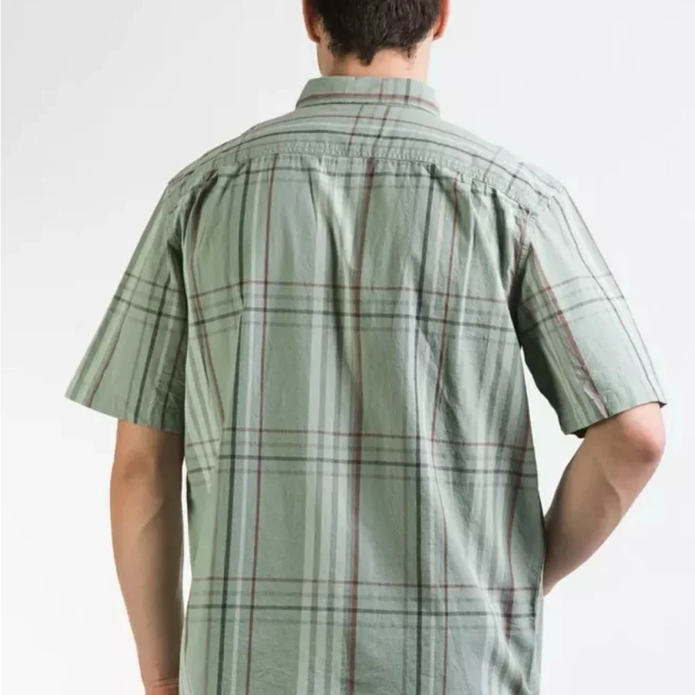 Carhartt Men’s S/S Loose Fit Mid Weight Green Plaid Shirt Workwear Medium